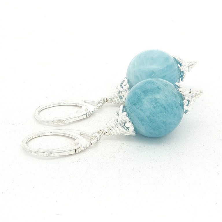 Ohrhänger mit Aquamarin 14 mm