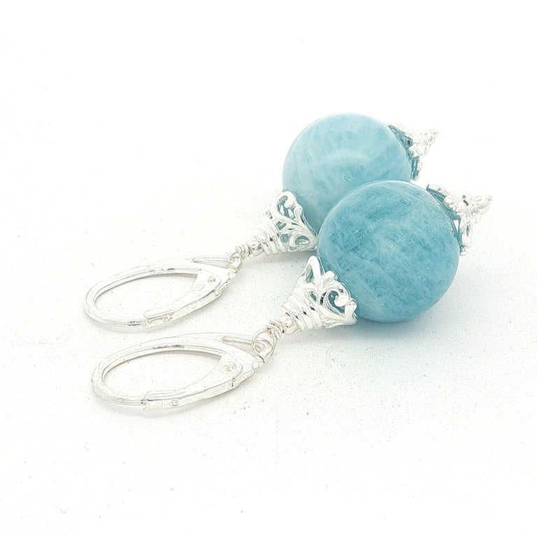 Ohrhänger mit Aquamarin 14 mm