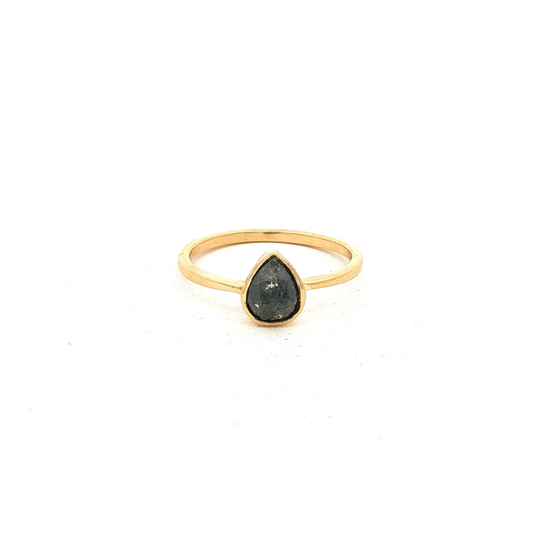 Unikate Ring Gelb 9 Karat Gold mit Salt & Pepper Diamant