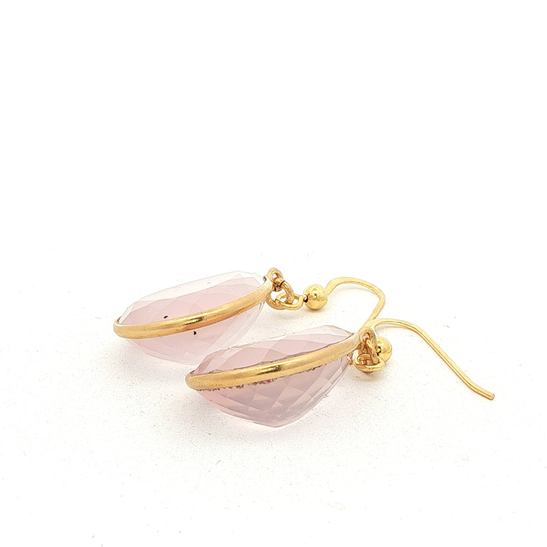 Statement-Ohrhänger mit Rosenquarz