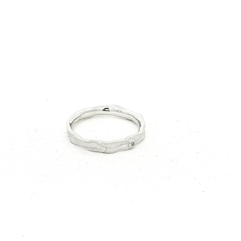 Ring KEENAN 3 mm weiss silber mit Diamant