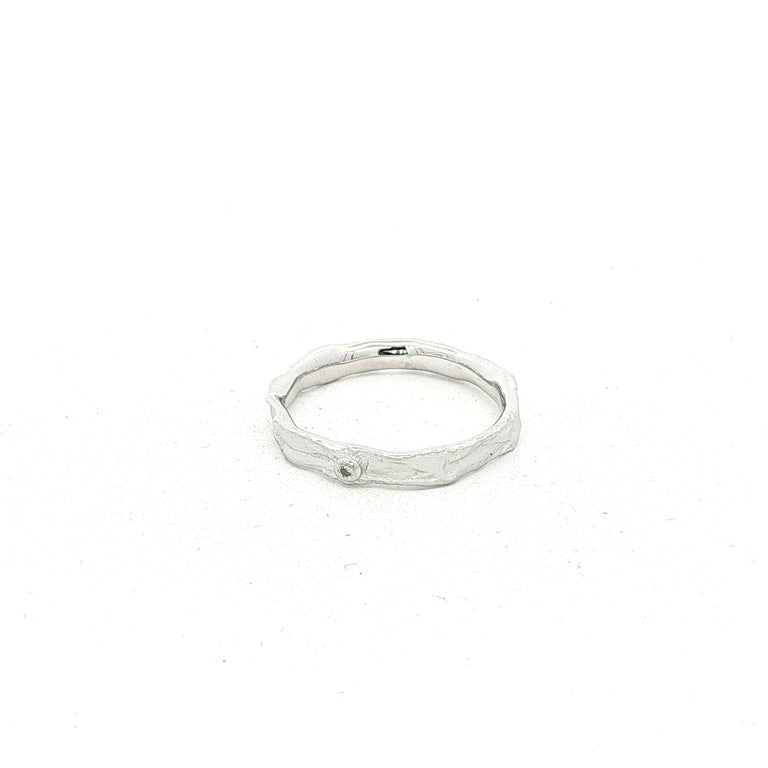 Ring KEENAN 3 mm weiss silber mit Diamant