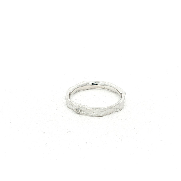Ring KEENAN 3 mm weiss silber mit Diamant