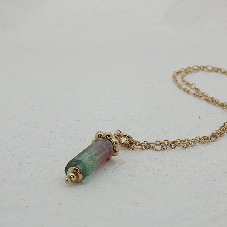 Halskette 50 cm mit Wassermelone Turmalin Unikate