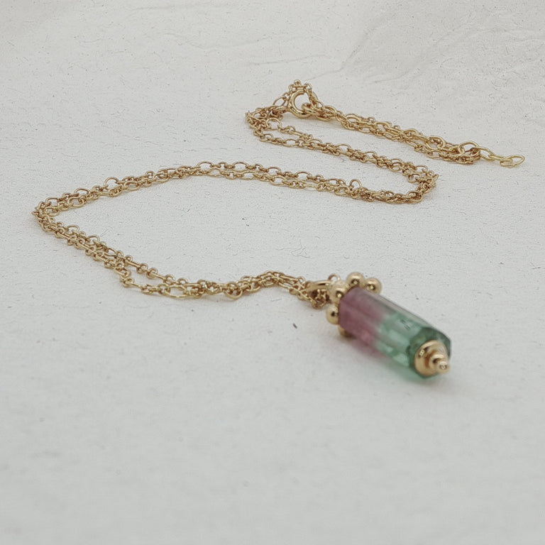 Halskette 50 cm mit Wassermelone Turmalin Unikate