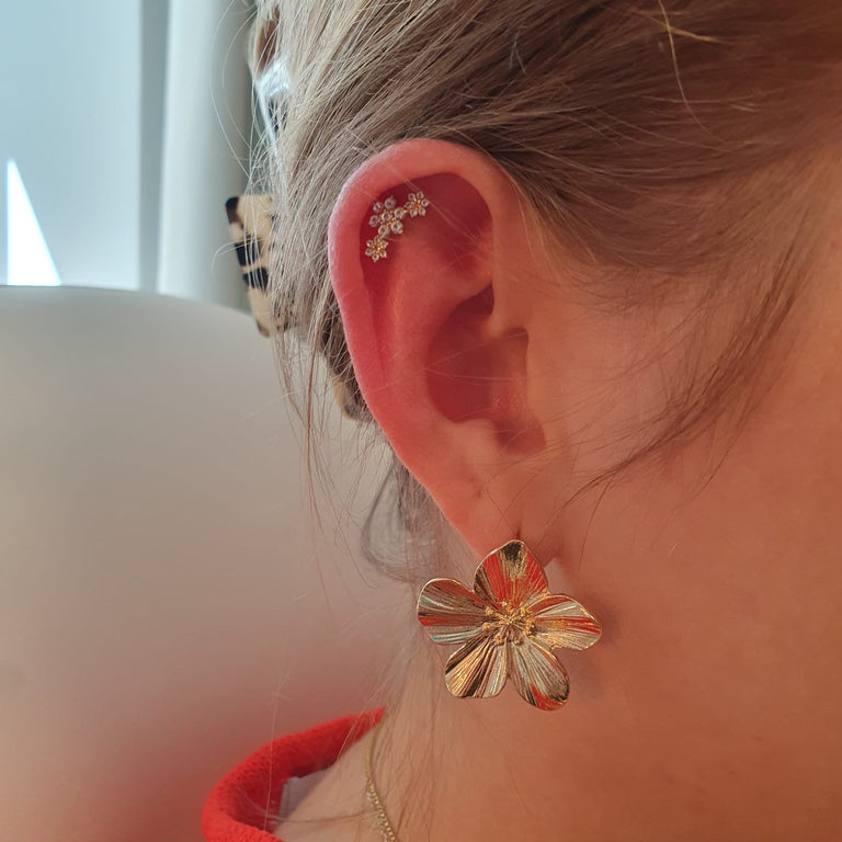 Piercing FLOWERS 18 karat Gold Topas