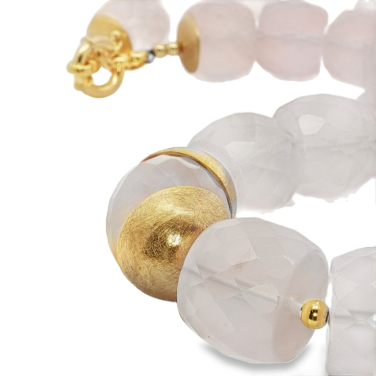 Statement-Collier aus Rosenquarz