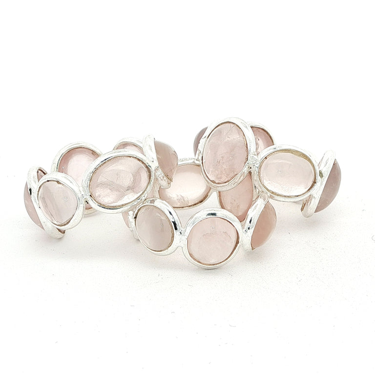 Ring MIRALIA Eternity Rosenquarz Silber