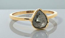 Unikate Ring Gelb 9 Karat Gold mit Salt & Pepper Diamant 7X8 mm