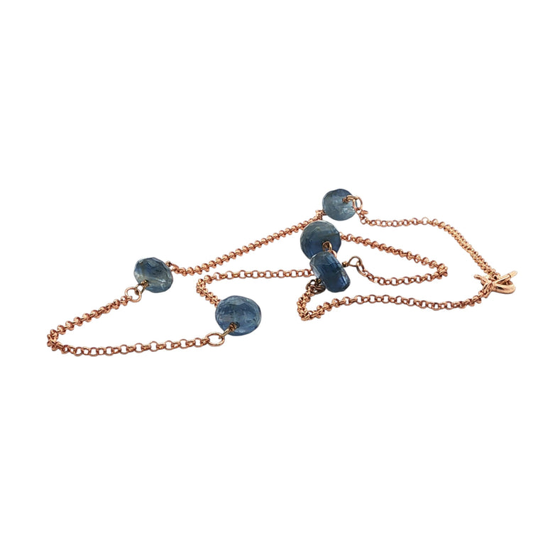Silberkette mit Iolith – Feine Kette 45 cm | 925 Silber vergoldet