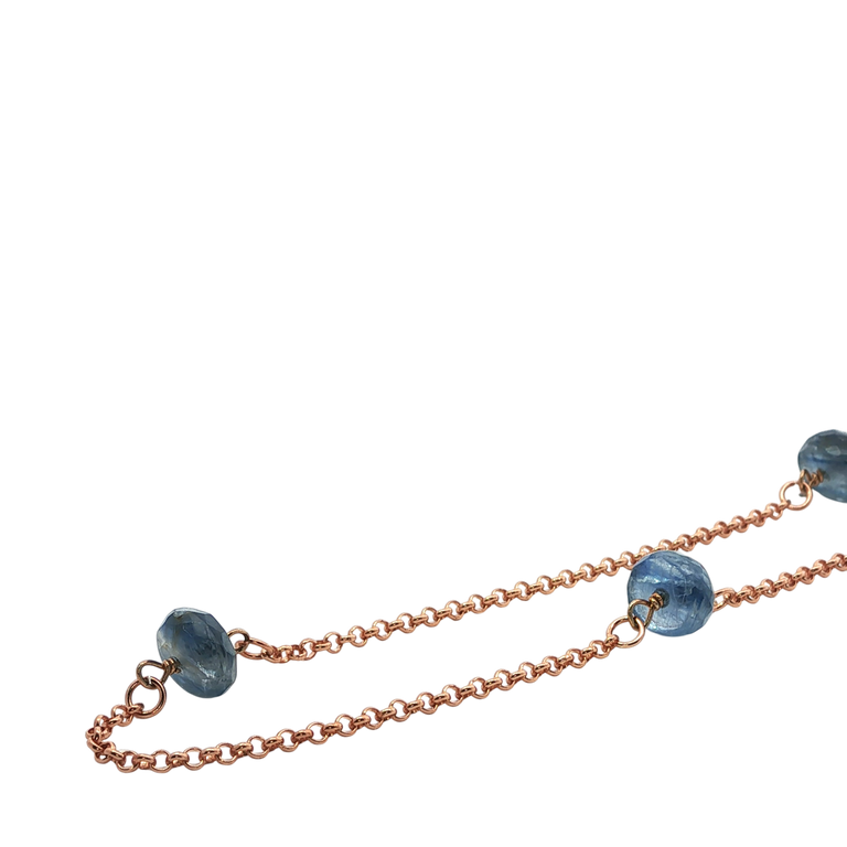 Silberkette mit Iolith – Feine Kette 45 cm | 925 Silber vergoldet