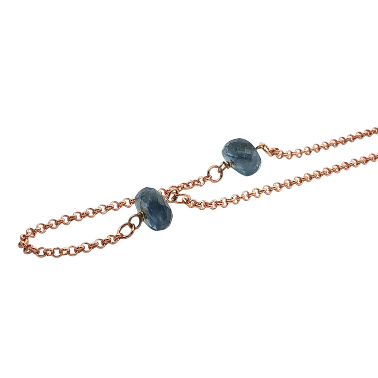 Silberkette mit Iolith – Feine Kette 45 cm | 925 Silber vergoldet