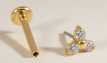 Titan G23 Piercing mit 3 Zirkonia 1.4 mm – 1.0 mm / 8 mm