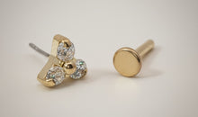 Titan G23 Piercing mit 3 Zirkonia 2 mm – 1.0 mm / 8 mm