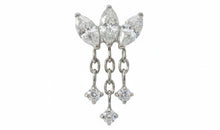 Titan G23 Piercing mit Navette Zirkonia &amp; beweglichem Charm