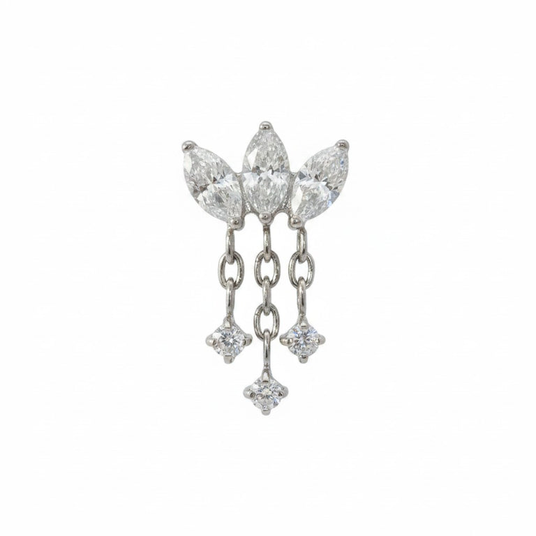 Titan G23 Piercing mit Navette Zirkonia &amp; beweglichem Charm