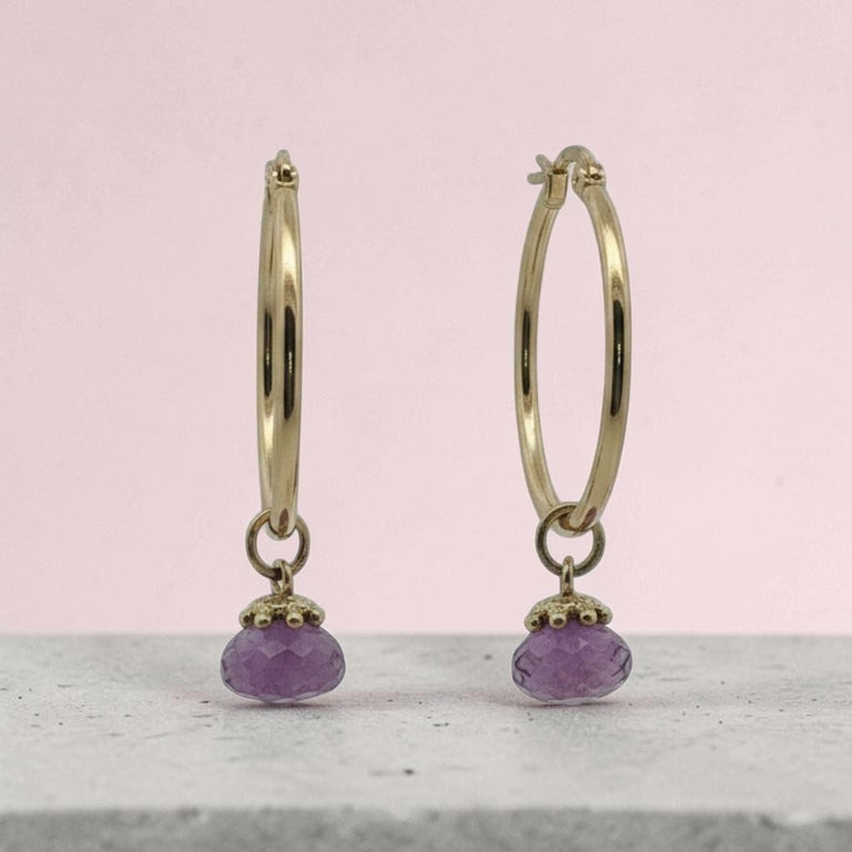 Creolen-Set mit Amethyst- Edelstahl - SALE