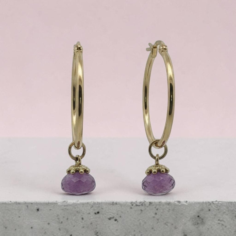 Creolen-Set mit Amethyst- Edelstahl - SALE