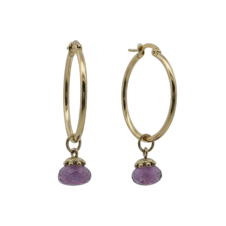 Creolen-Set mit Amethyst- Edelstahl - SALE