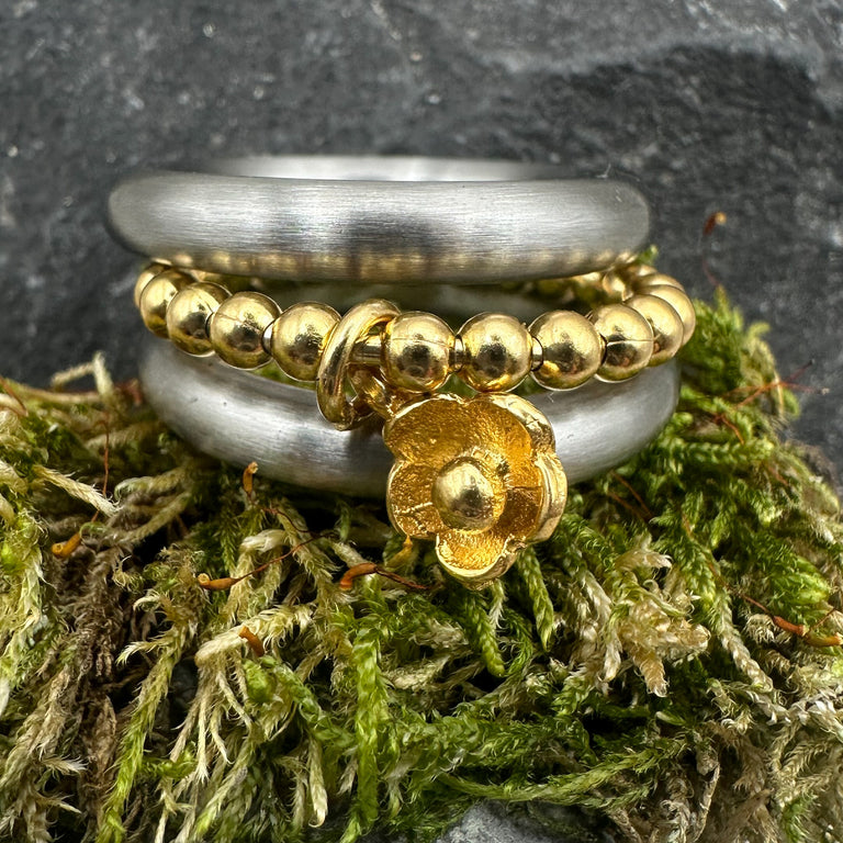 Ring Set mit Blumen Charm