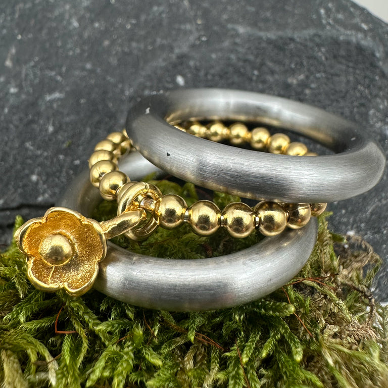 Ring Set mit Blumen Charm
