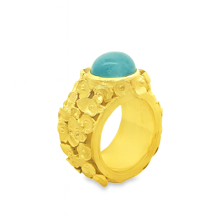 Ring FLOWERS Aquamarine 8 X 10 mm