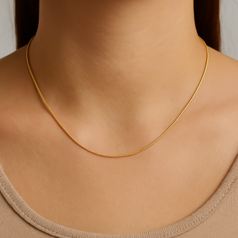 Feine Schlangenkette – 925 Silber vergoldet, 45 cm