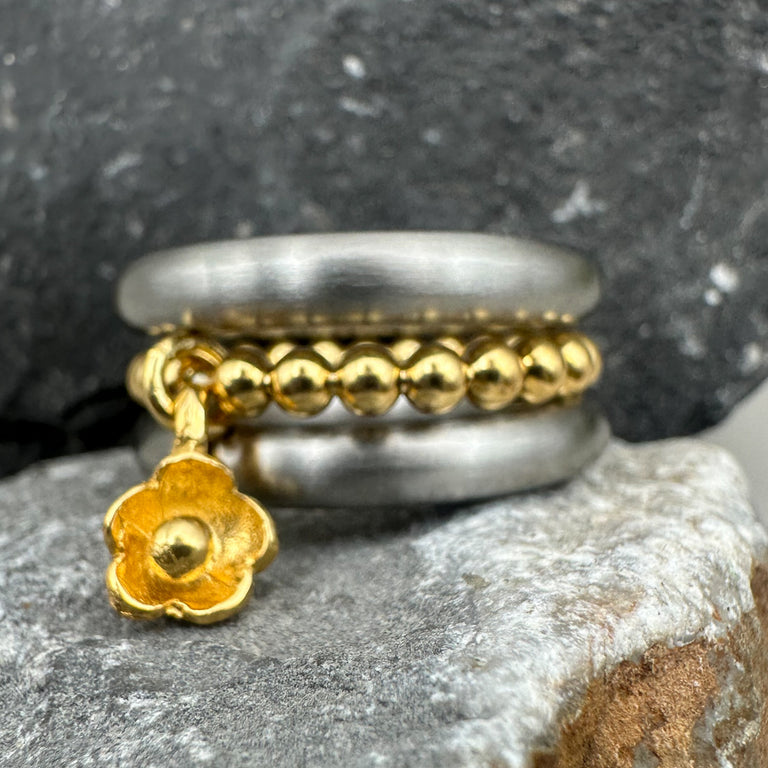 Ring Set mit Blumen Charm
