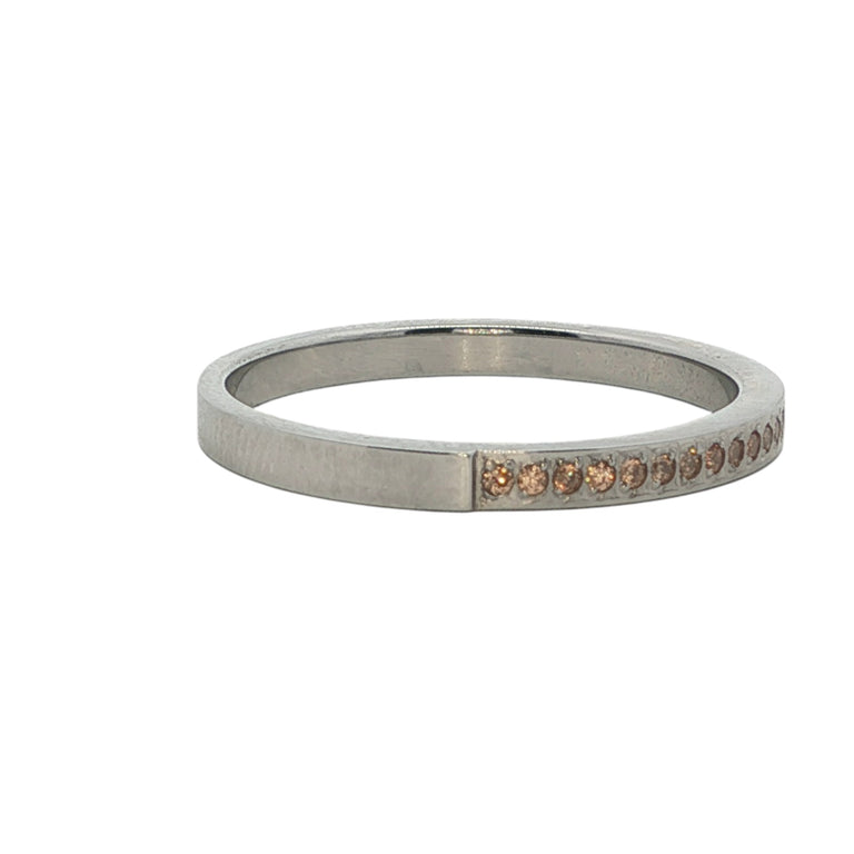Edelstahl Ring 2 mm mit hellbraunen Zirkonia
