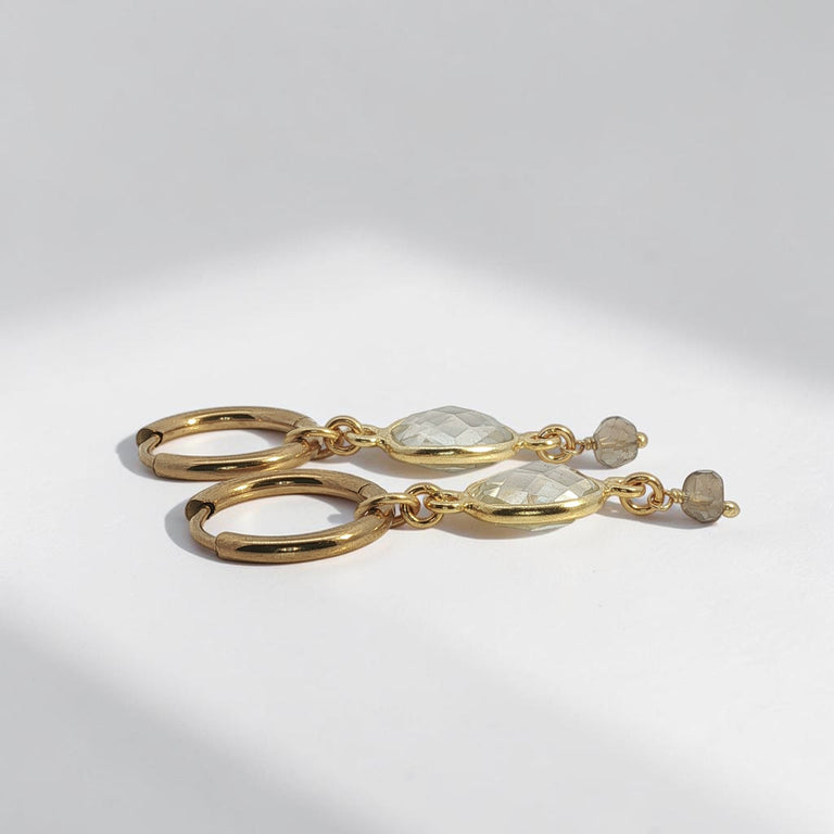 Creolen 16 mm Edelstahl mit Prasiolithe Charms SALE
