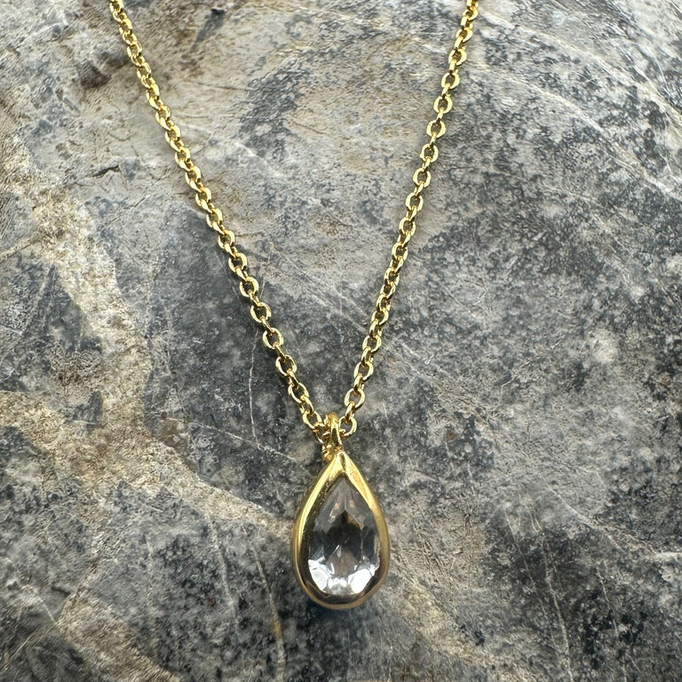 Feine Halskette Sterling Silber 0.9 mm mit Topas Anhänger