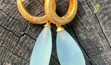 Creolen mit Aquamarin matt 10 X 20 mm