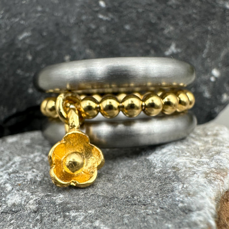 Ring Set mit Blumen Charm