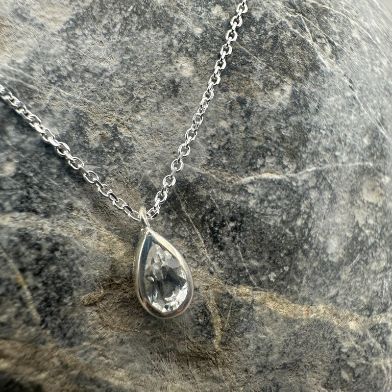 Feine Halskette Sterling Silber 0.9 mm mit Topas Anhänger