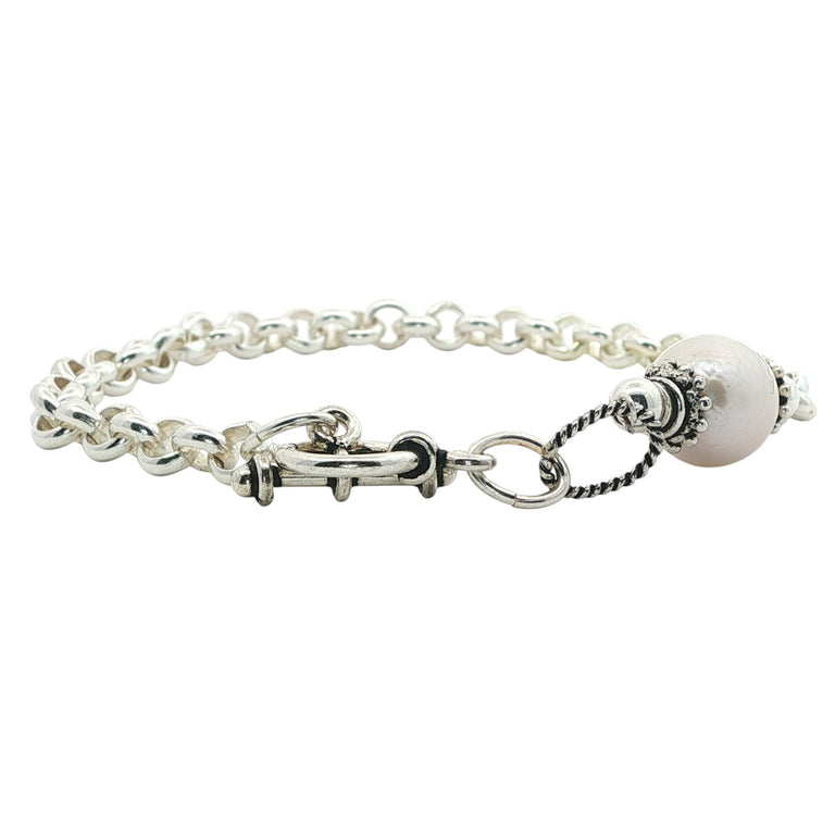 Silberarmband mit Barockperle – Boho Armband 925 Silber