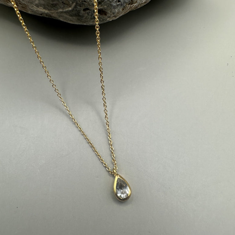 Feine Halskette Sterling Silber 0.9 mm mit Topas Anhänger