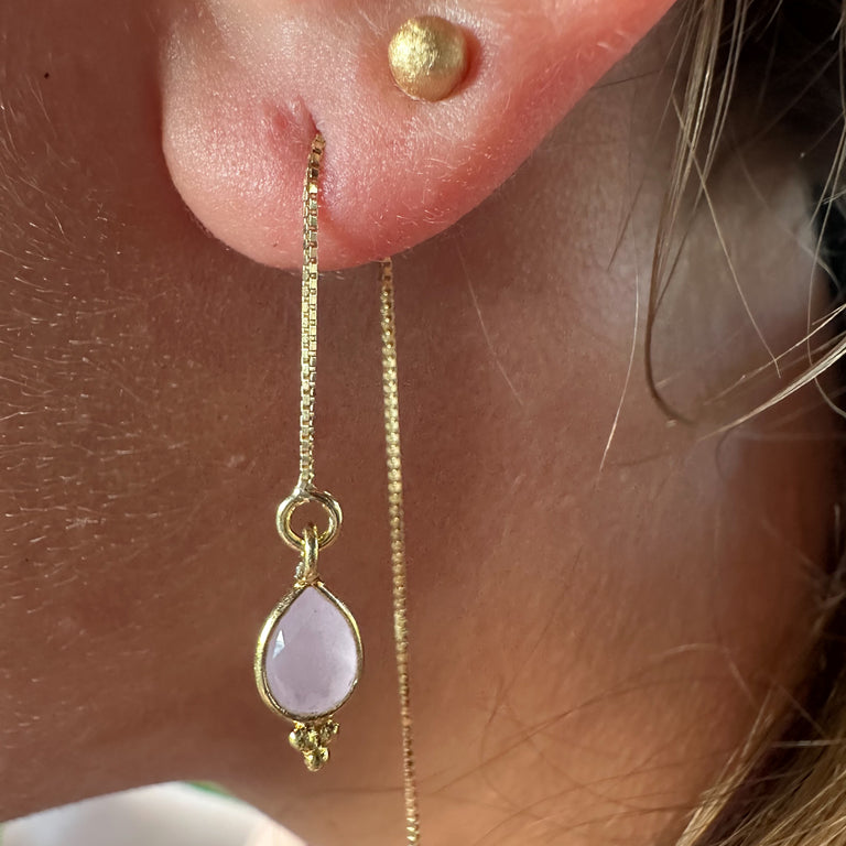 Lange Ohrhänger mit rosa Chalzedon