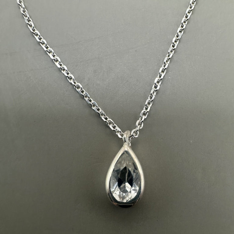 Feine Halskette Sterling Silber 0.9 mm mit Topas Anhänger
