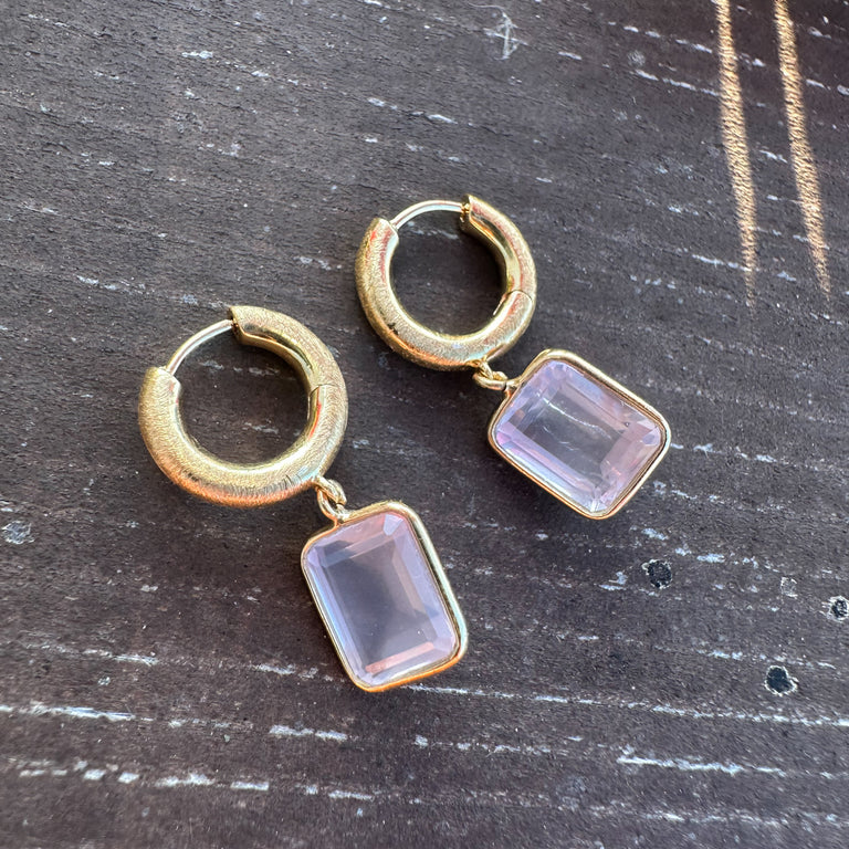 Creole KAYLA 3X14 mm mit Rosenquarz