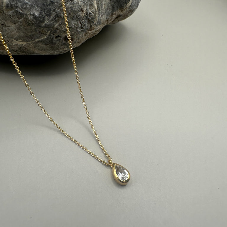 Feine Halskette Sterling Silber 0.9 mm mit Topas Anhänger