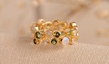 Ring AURELIA Mondstein und grüne Amethyst