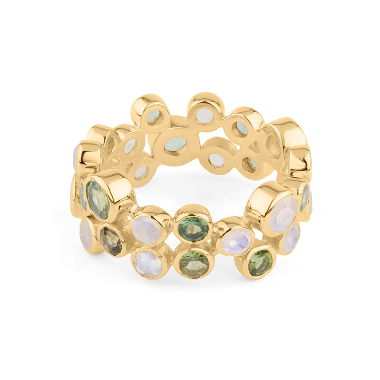 Ring AURELIA Mondstein und grüne Amethyst