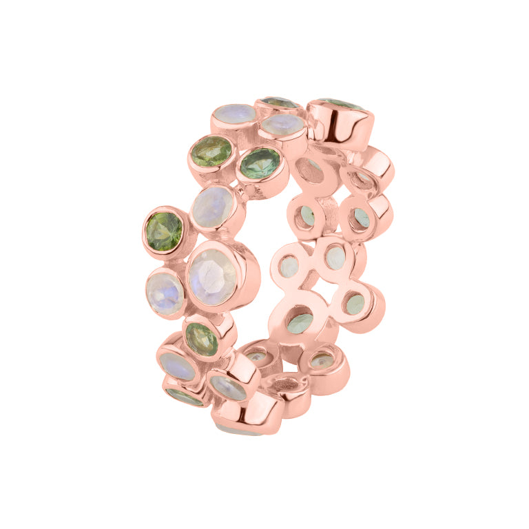 Ring AURELIA Mondstein und grüne Amethyst