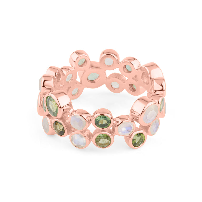 Ring AURELIA Mondstein und grüne Amethyst