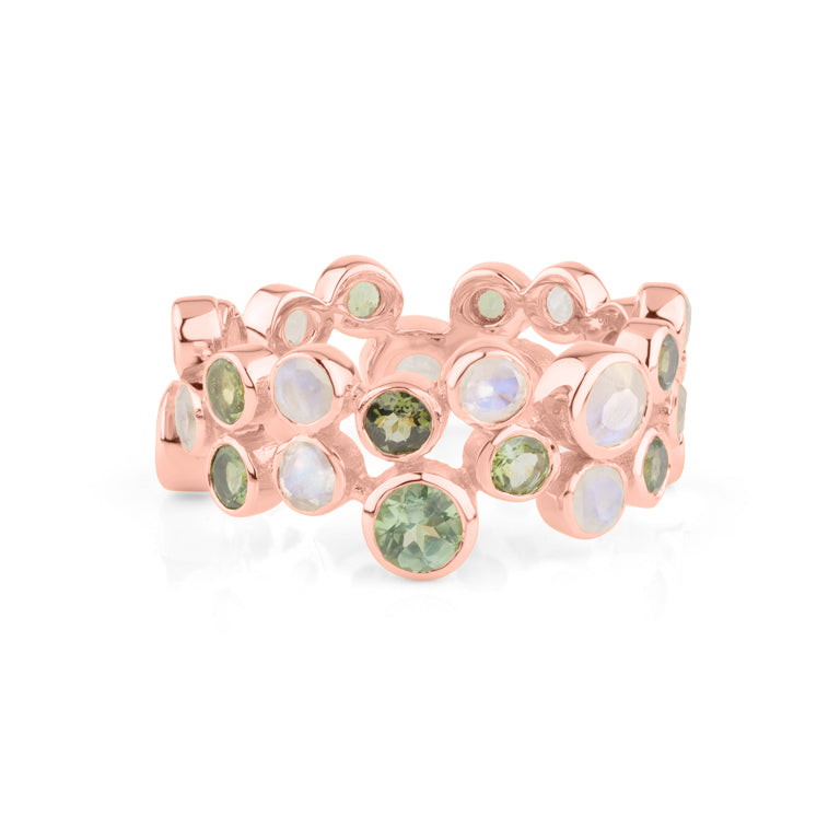 Ring AURELIA Mondstein und grüne Amethyst