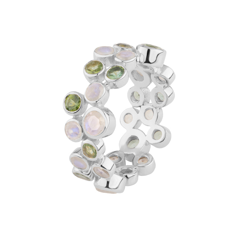 Ring AURELIA Mondstein und grüne Amethyst