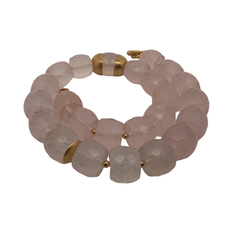 Statement-Collier aus Rosenquarz