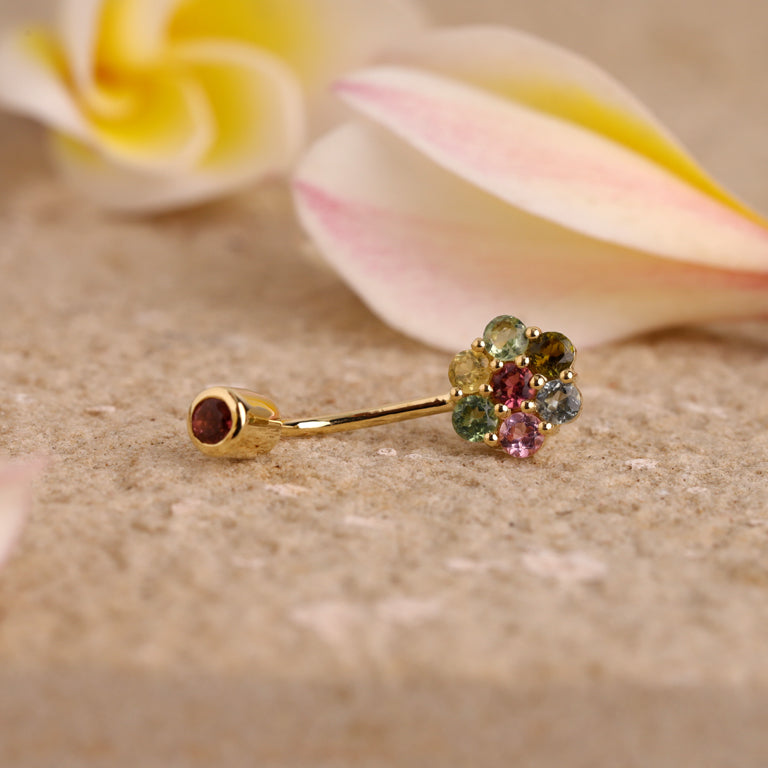 Bauch Piercing FLOWERS  Multiturmalin