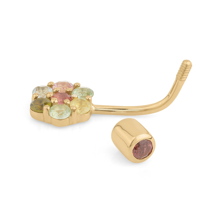 Bauch Piercing FLOWERS  Multiturmalin