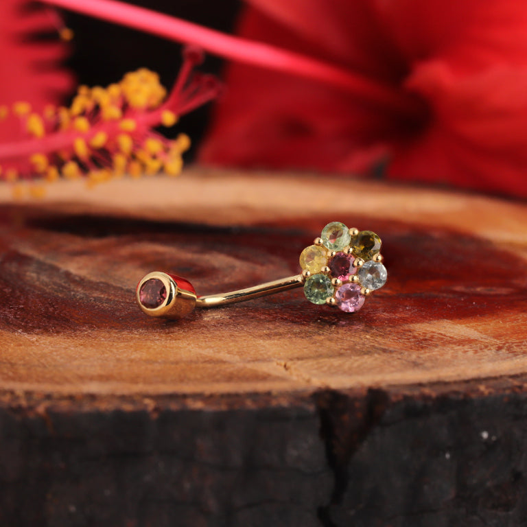 Bauch Piercing FLOWERS  Multiturmalin